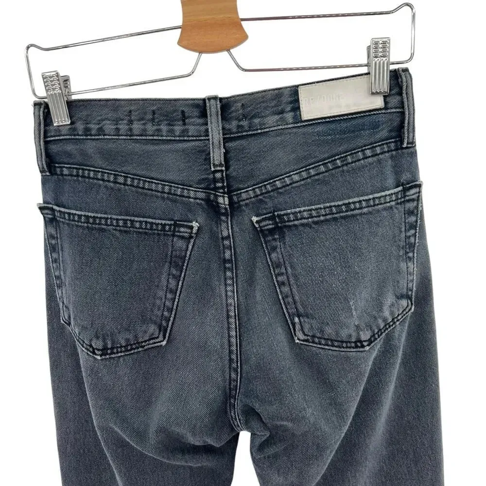 Re/Done Originals 90s High Rise Jeans Worn Black Destroyed Size 25 - Image 8