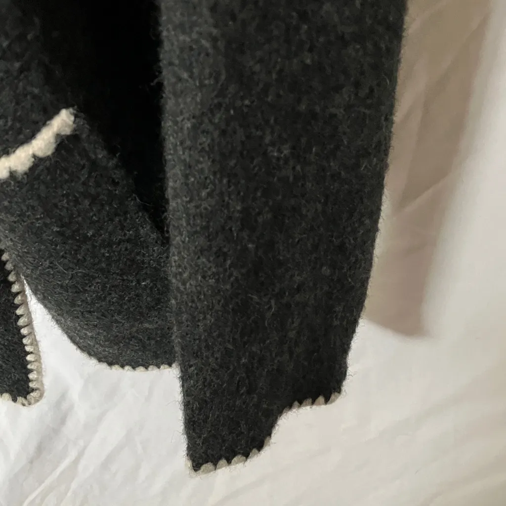 Vici: Charcoal Open-Front Sweater- White Trim- Oversized- XS/S - Image 7