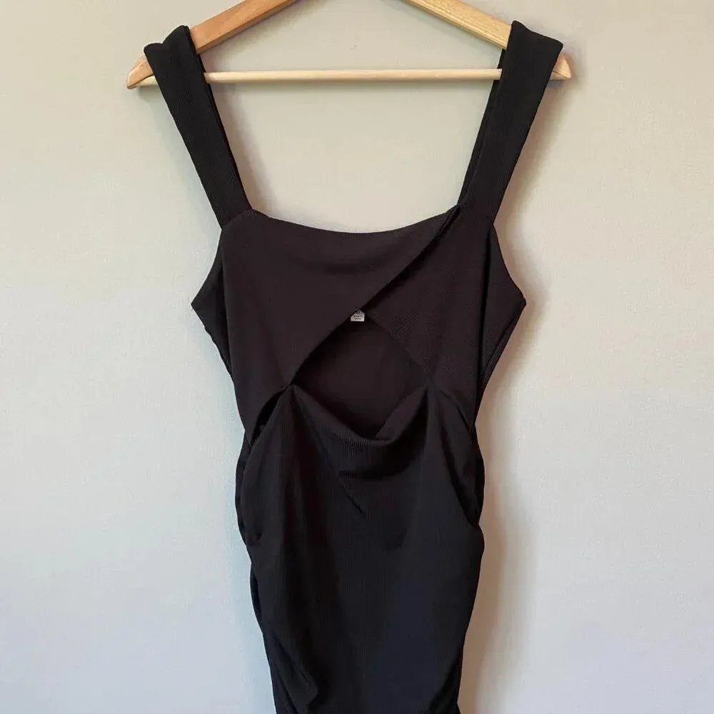 Mable Womens Medium Bodycon Cut Out Front Twist Mini Party Going Out Black Dress - Image 5