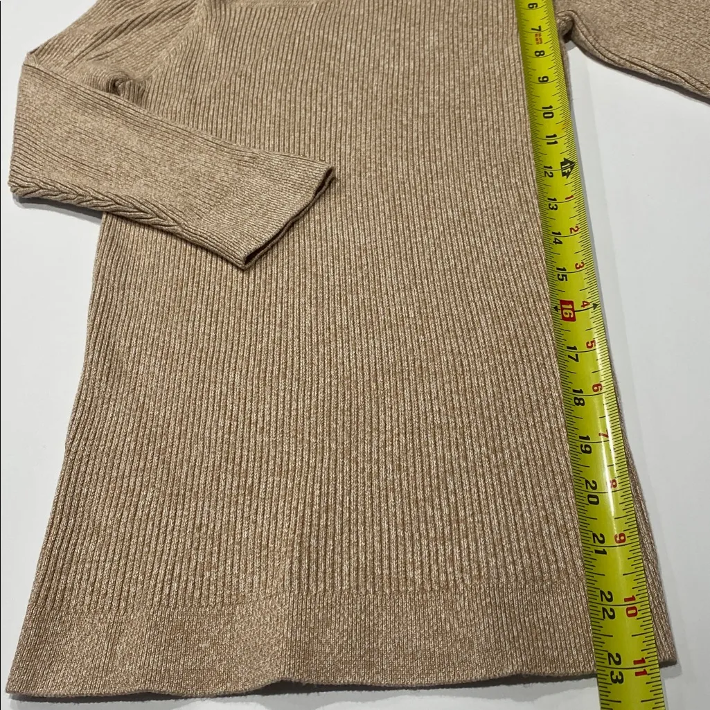 7th Avenue Cozy Ribbed cowl Neck Knit Sweater Color tan/taupe Size Small Tan - Image 6