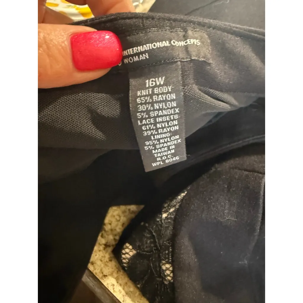 Women's INC International Concepts Black Dress with White Lace 16W - Image 6