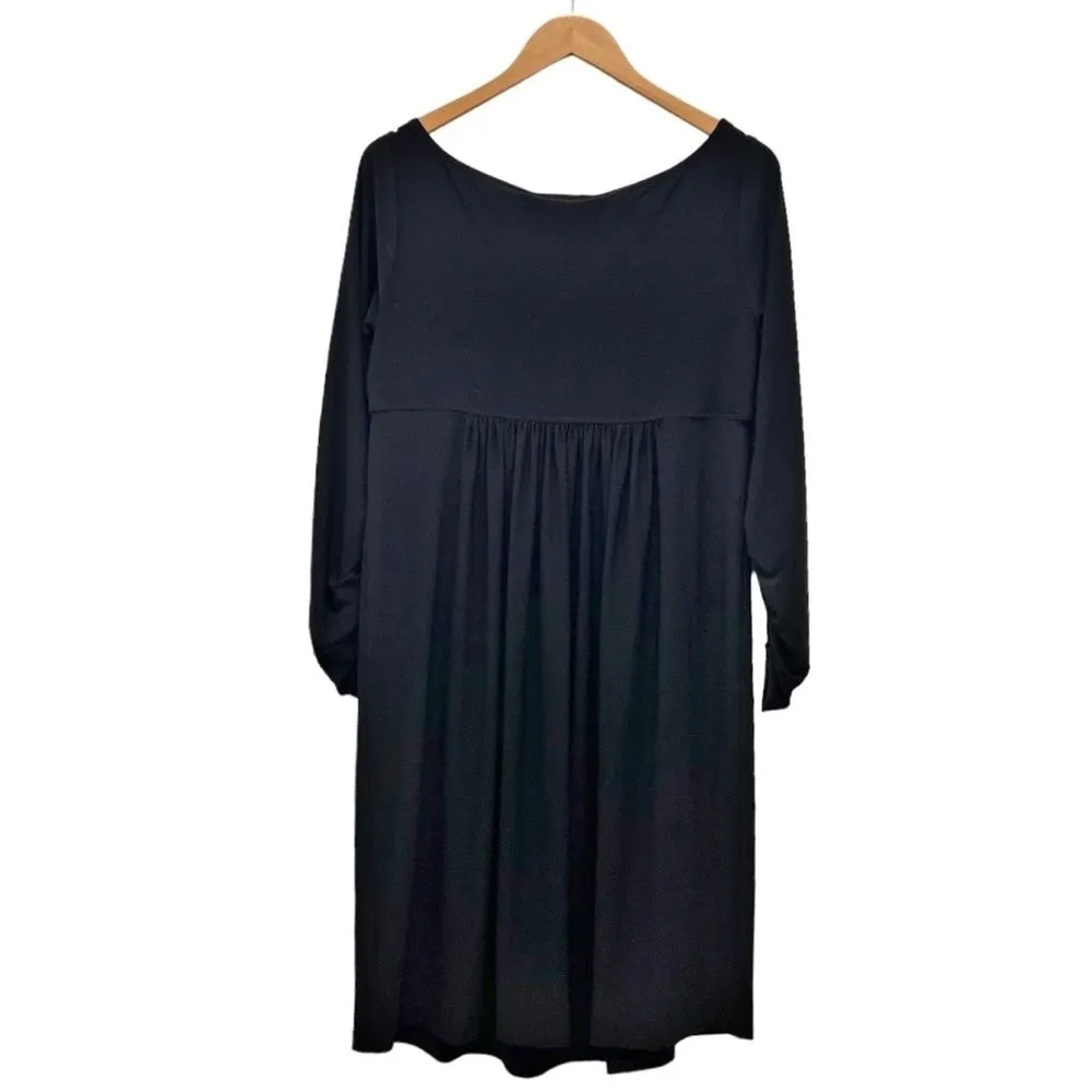 Norma Kamali Dress Size XL Scoop Neck Empire Waist Black Stretch Jersey Knit - Image 3