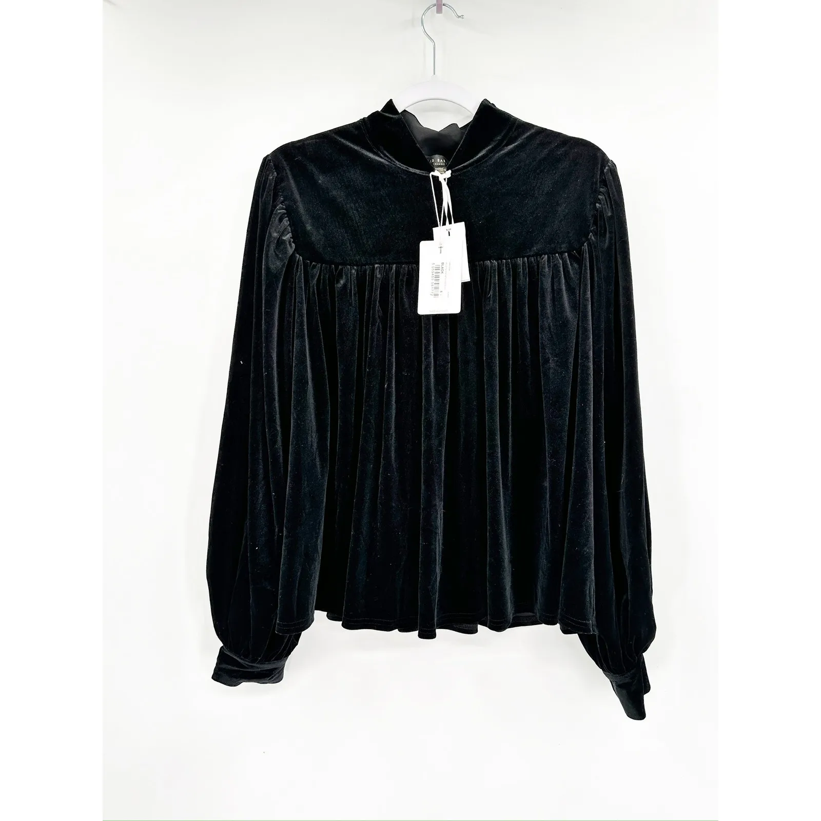 Ted Baker London Ozma Black Velvet Long Sleeve Yoke Top Size US 12 NWT - Image 3