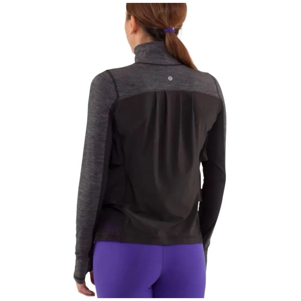 Lululemon  Sun Runner Hybrid Half Zip Pullover Black 6 Ruffle Quick Dry Running - Image 2