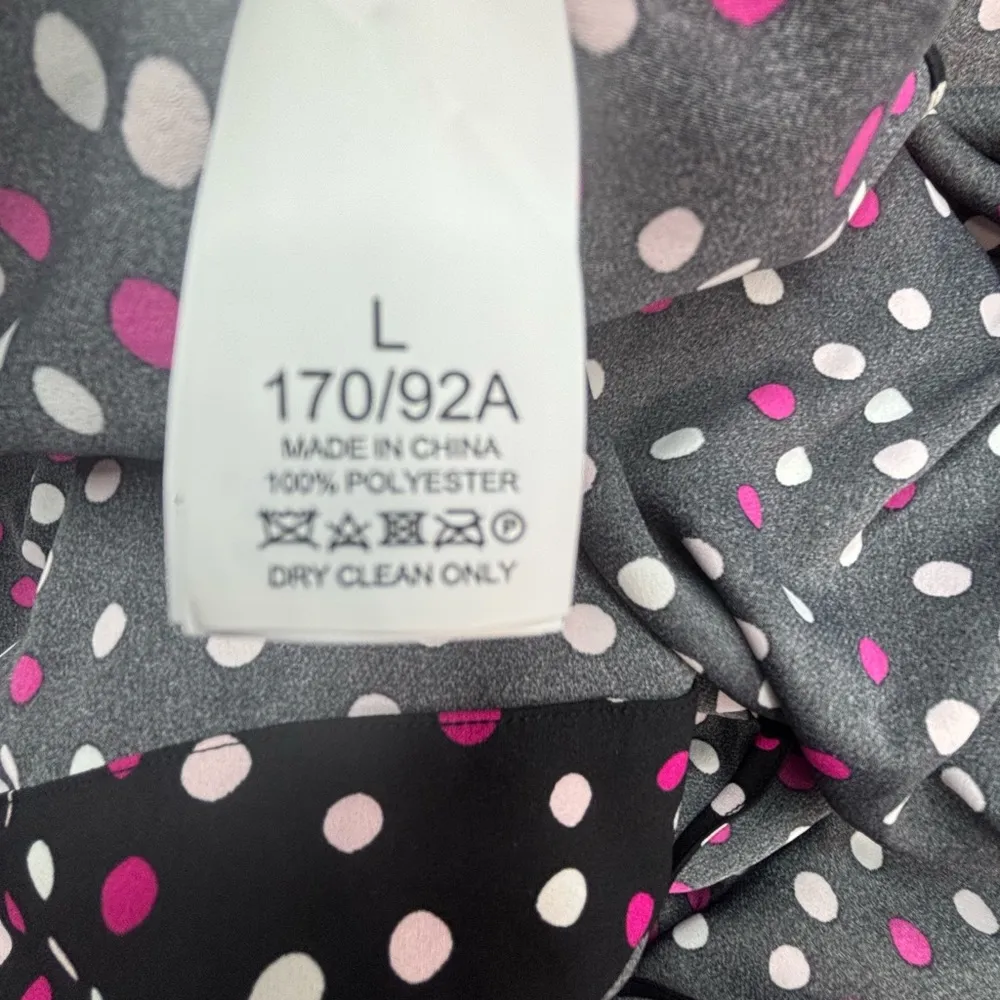 Kate Spade L Drop Waist Wrap Black and Pink Polka Dot Dress - Image 13