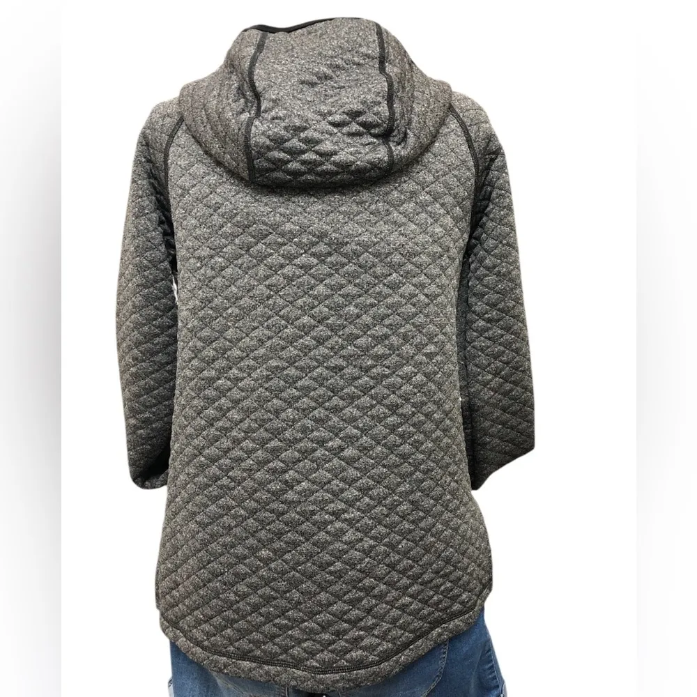 Smartwool Womens M Diamond Peak Quilted Pullover Gray Hoodie Wool Blend 1/4 Zip - Image 6