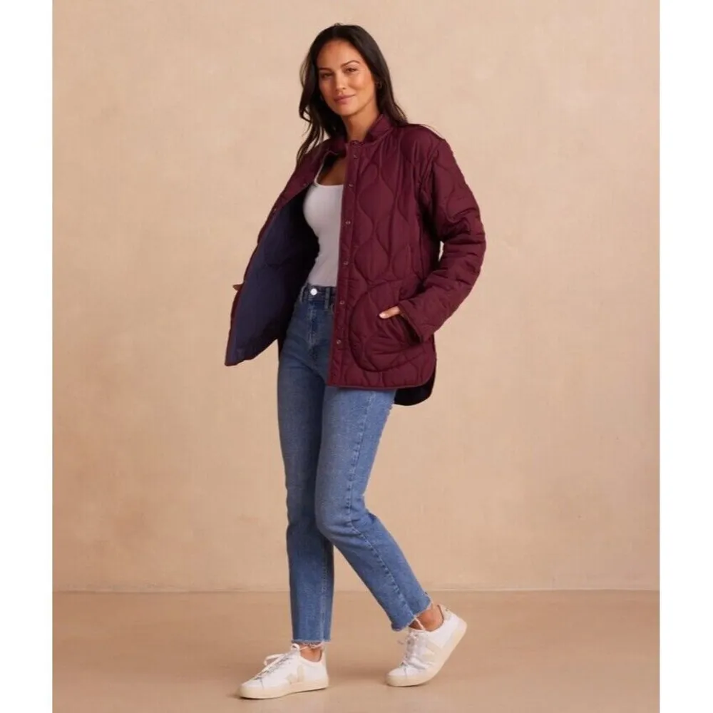 Summersalt The Reversible Eco Quilted Jacket in Navy Blue and Maroon Size XL - Image 2