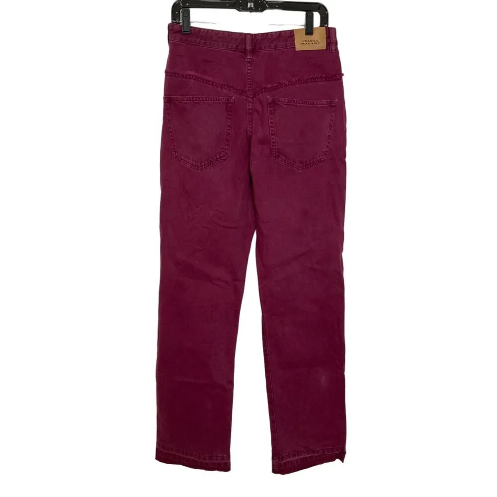 Isabel Marant Noemie Straight Leg Jeans in Burgundy 38 New Womens Denim Pants - Image 6