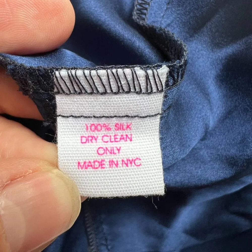 Alice & Trixie 100% Silk Blue High Waisted Wide Leg Flowy Pants Size M - Image 9