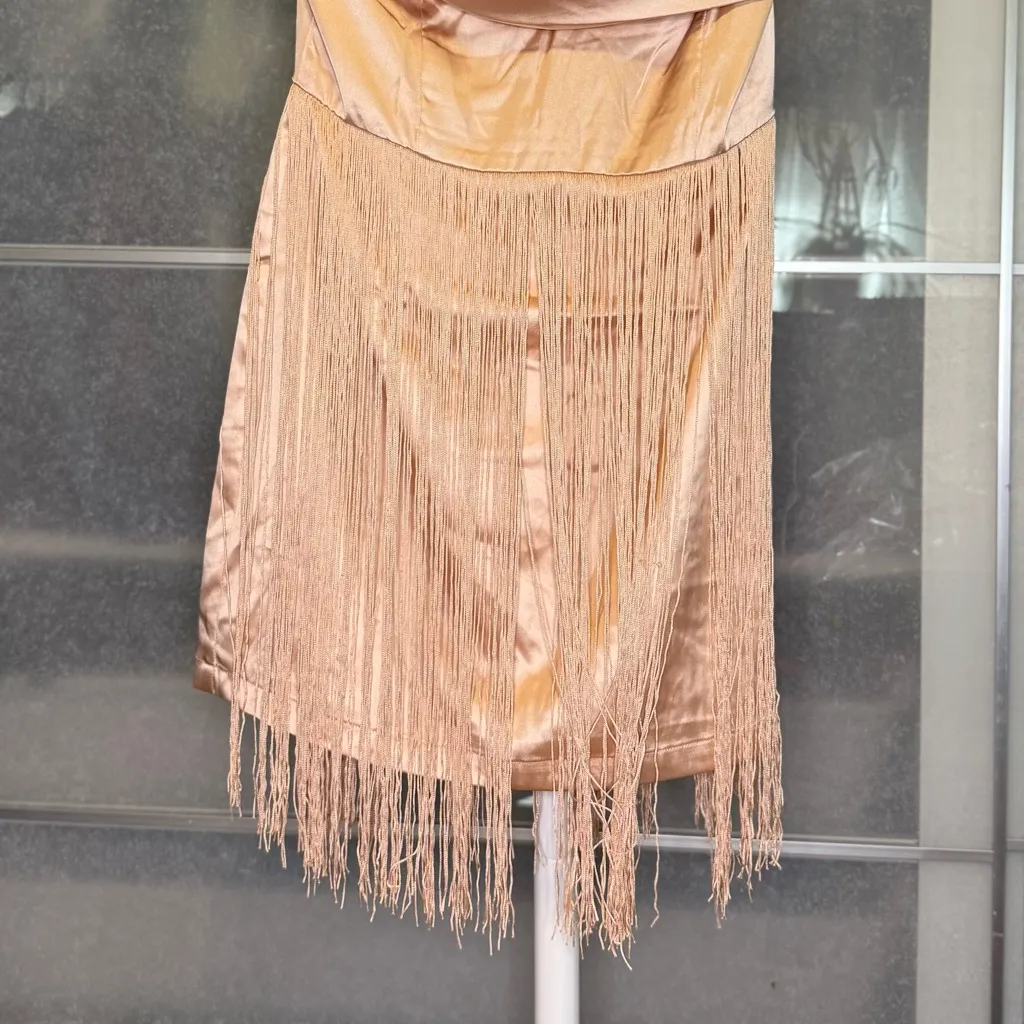 Cloud Ten Strapless Fringe Dress - Gold - Image 3