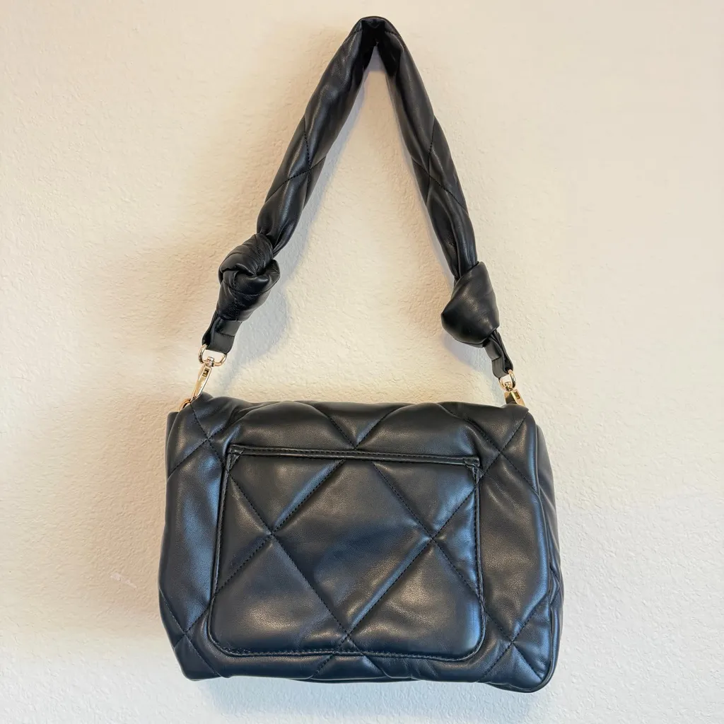 Sondra Roberts Quilted black Flap shoulder
Bag NWOT 8"x11" - Image 2