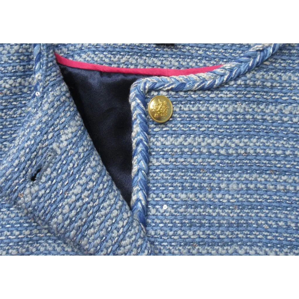 NWT J.Crew Louisa Lady Jacket in Bright Peri Sequin Tweed Cropped 16 - Image 6