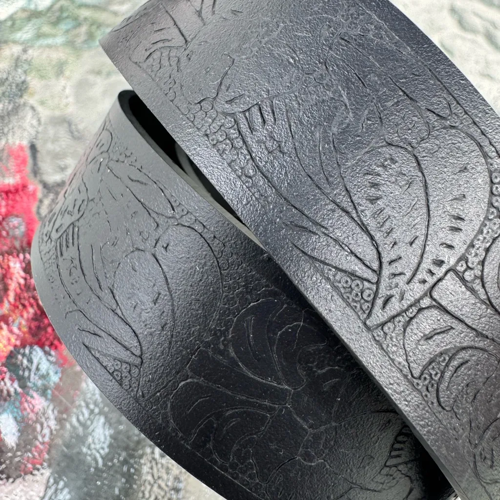 Vintage Womens CREATUM Belt Western Americana Cowgirl‎ Floral Navajo 36” Black - Image 2