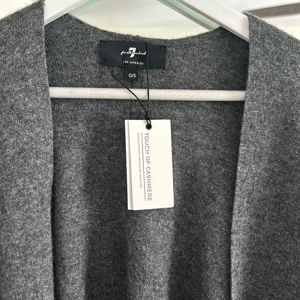 NWT 7 For All Mankind Grey Fringe Poncho Wrap - Image 3