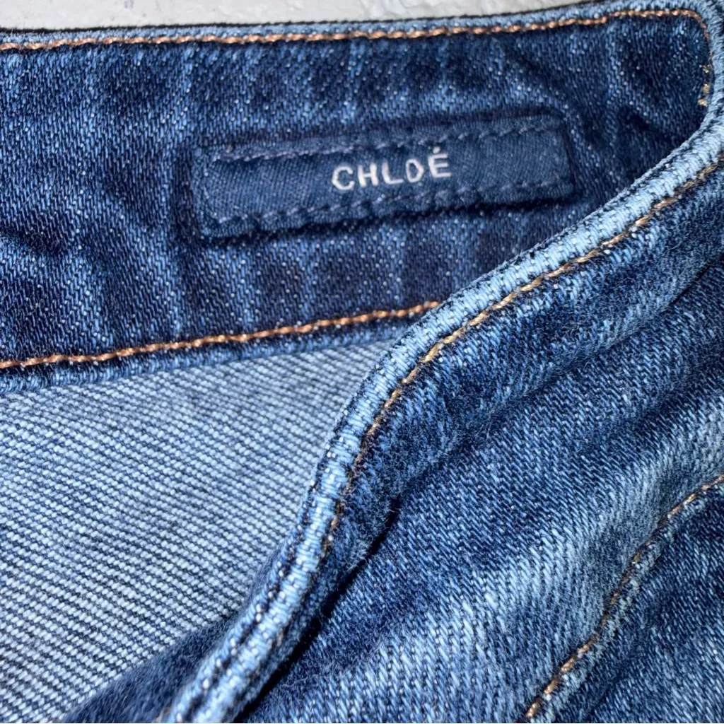 Agolde Chloe Low Rise Slim Distressed Denim Blue Jeans Pants size 30 A001-2062 - Image 10