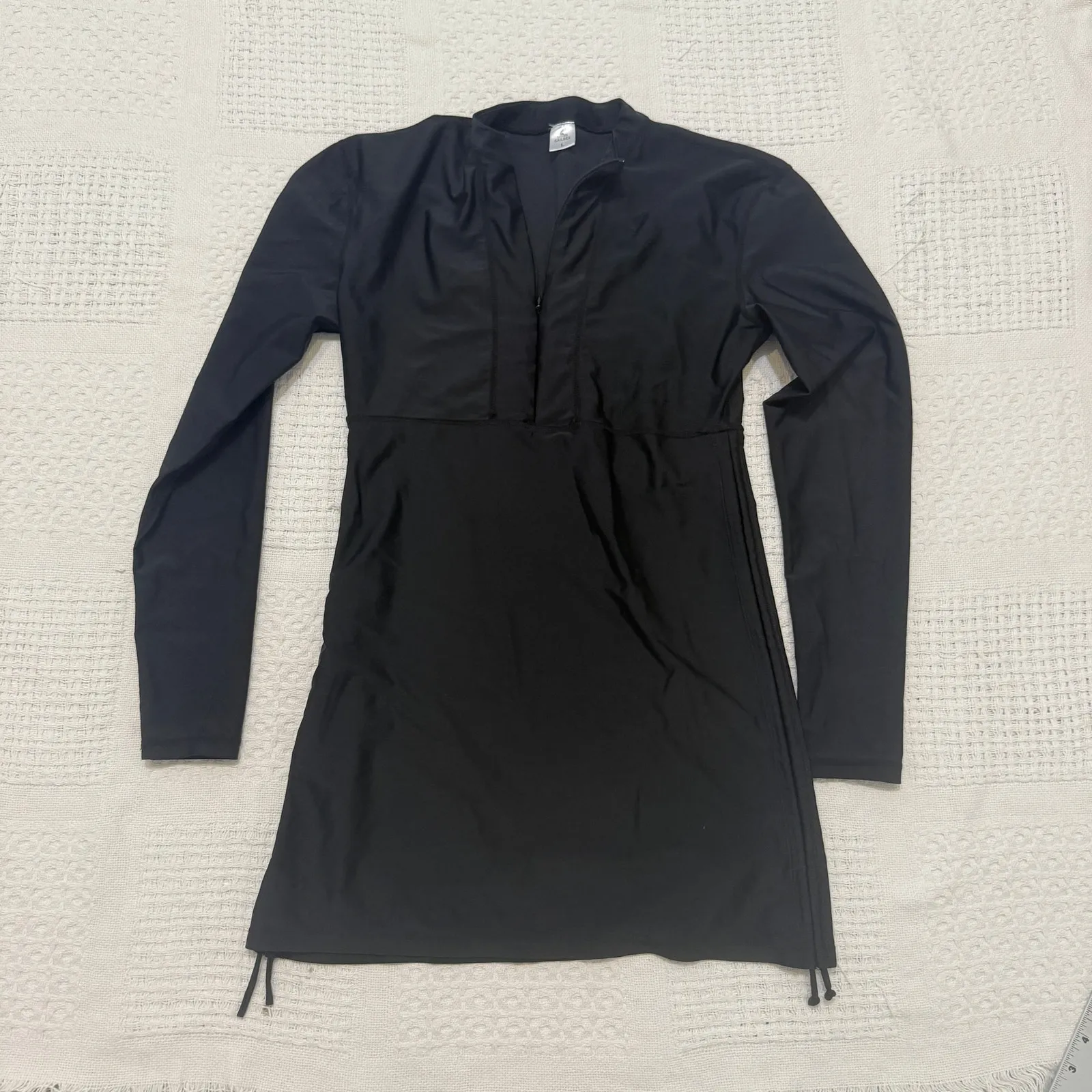 Sailbee large convertible ruched swim shirt dress SW 3144 Black - Image 9