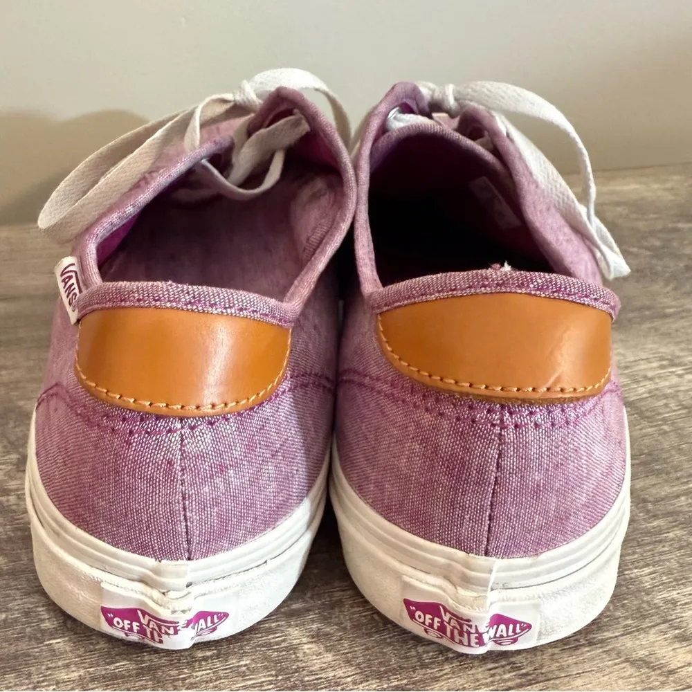 Vans Chambray Wild Aster Sneakers Shoes Women’s Size 10 Lace Up Leather back tab - Image 4