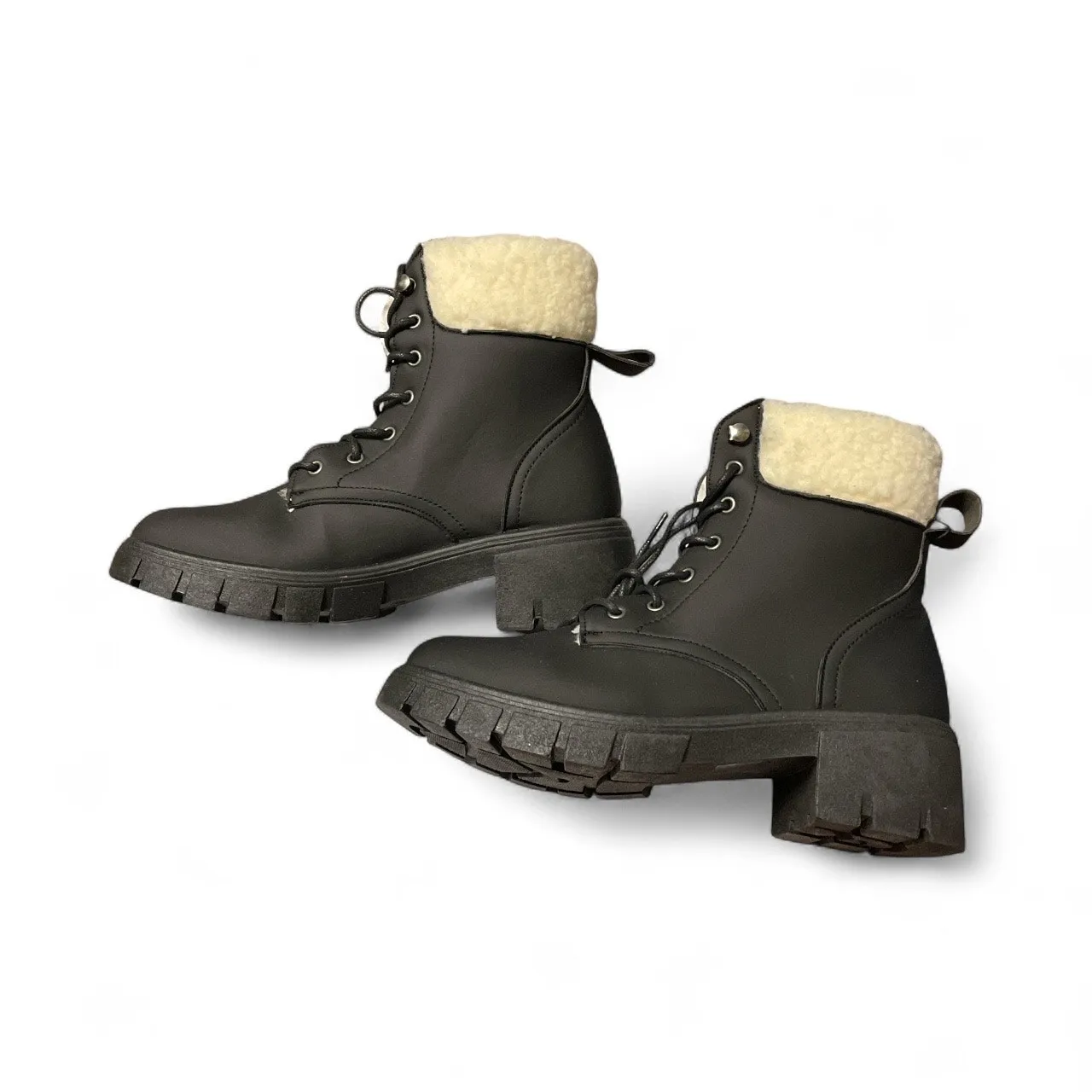 Streetwear Society Lug Sole Sherpa Lined Black Ankle Boots size 8 - Image 7