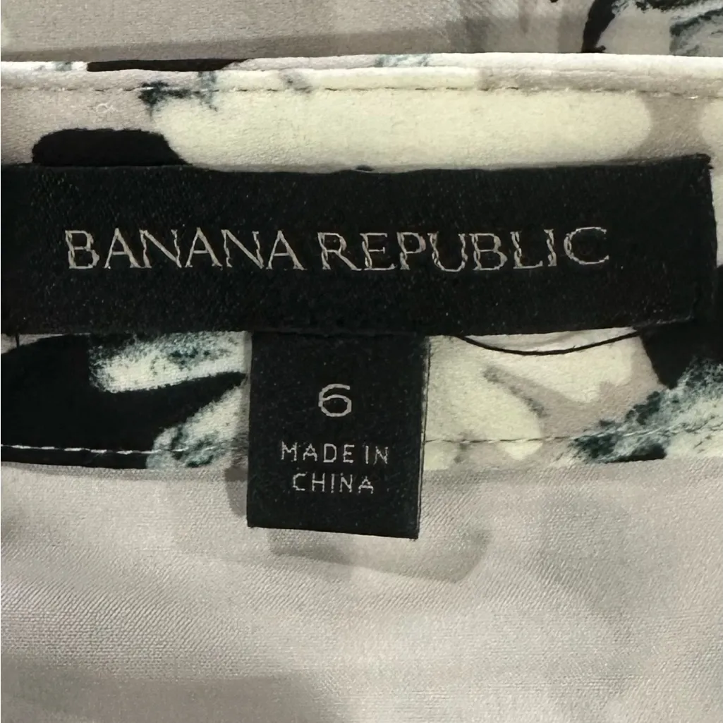 Banana Republic Floral Pleated Skirt Black Cream Sz 6 EUC office workwear dressy - Image 5