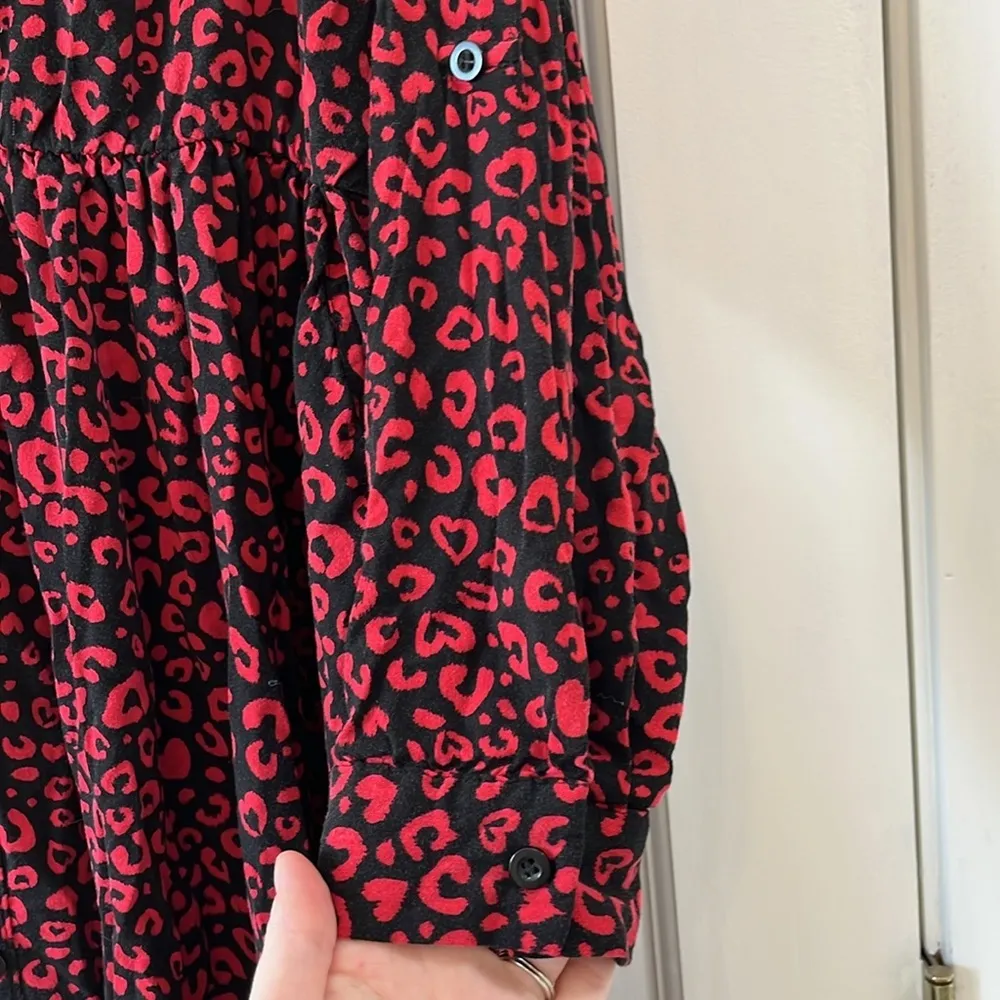 torrid Long Sleeve Mini Length Hearts & Cheetah Print Dress - Size 1X - Image 4