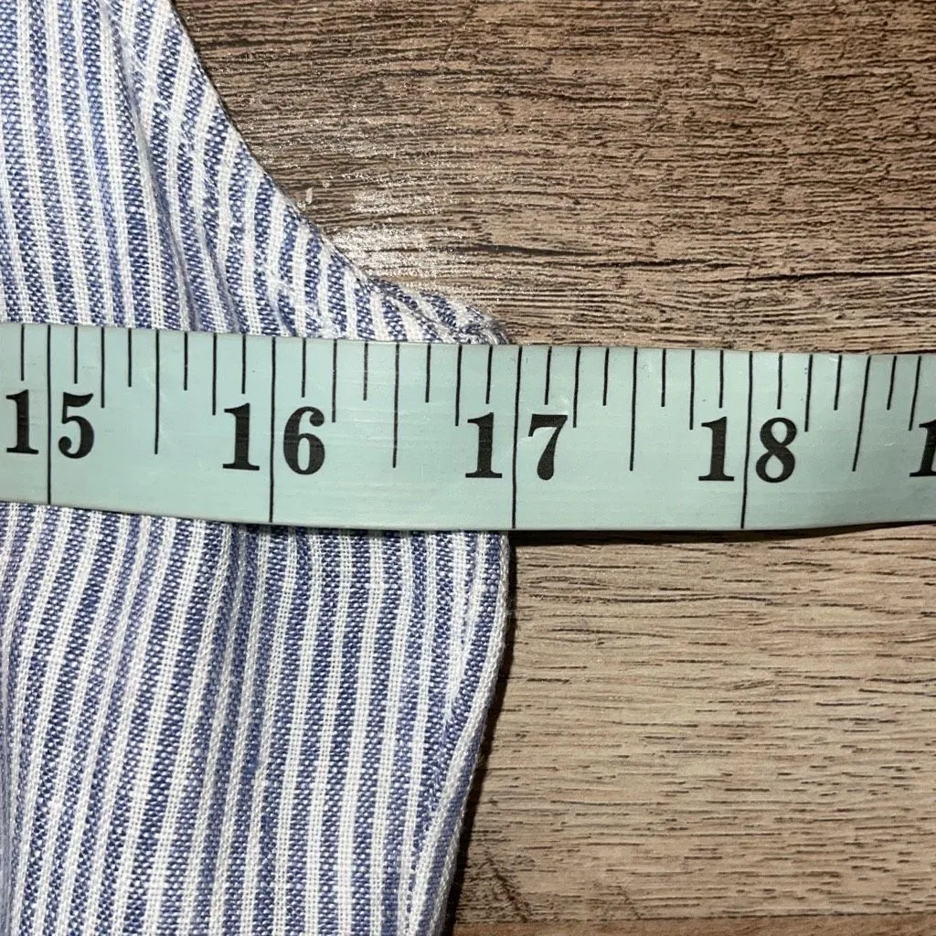 Faherty Isha Dress Blue Mini‎ Stripe Linen Small - Image 11