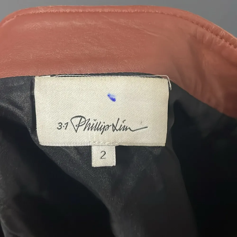 💖 3.1 Phillip Lim Brown 100% Lambskin Rounded Fold Skirt - Image 7