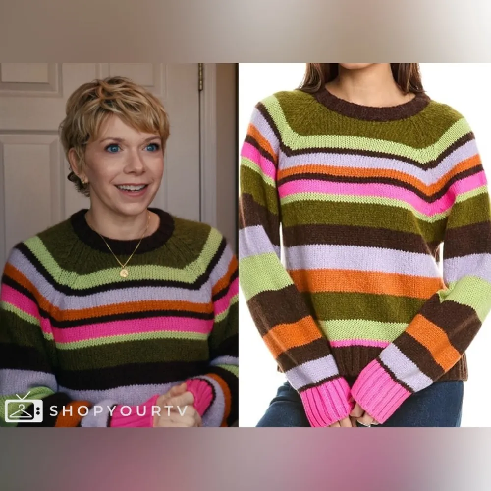 Velvet by Graham & Spencer Striped Sweater Size S, New w/Tag $288 Green - Image 12