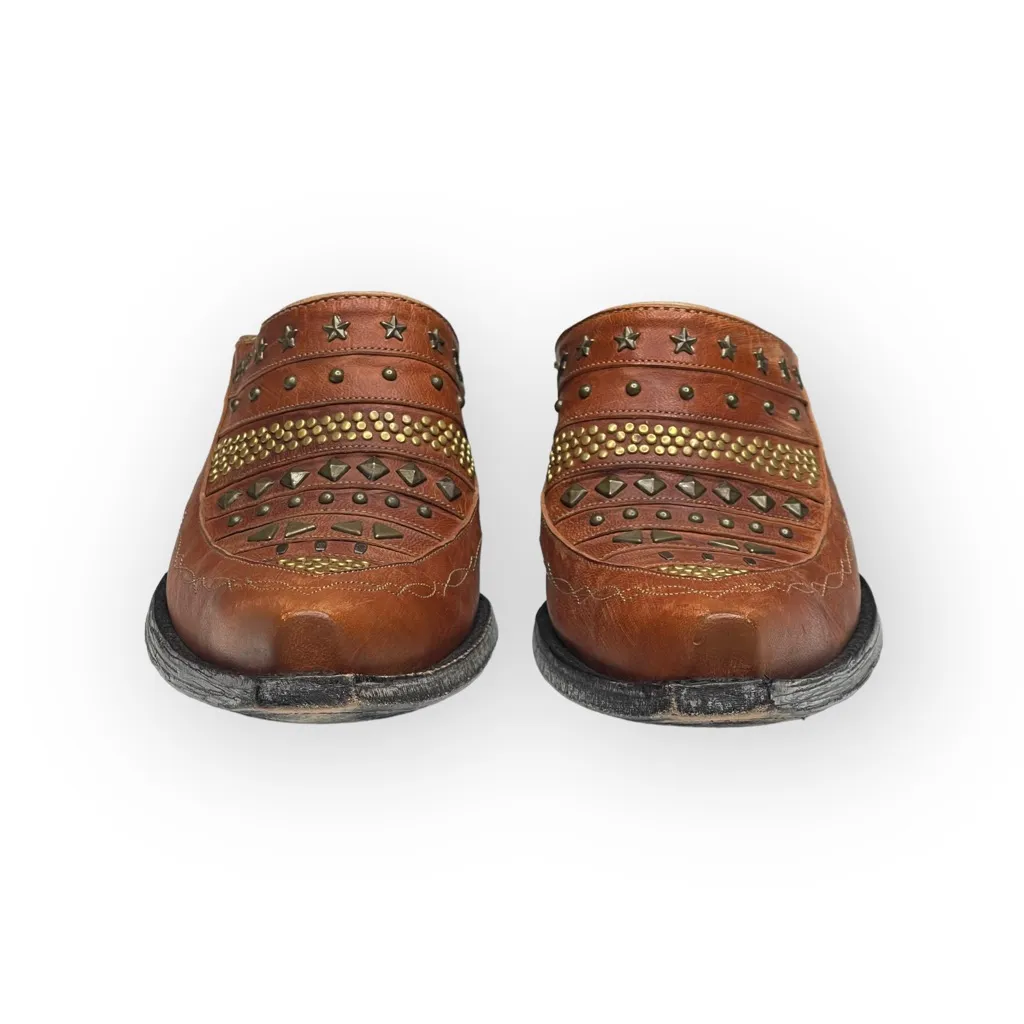 Old Gringo  x Anthro 𖤐 Stud Snip Toe Cowboy Boots Clogs 𖤐 Mango Leather 𖤐 7.5M - Image 9