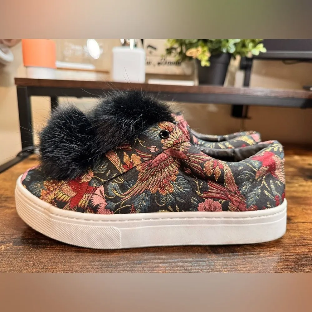 Sam Edelman‎ Tapestry Print Pom Pom Sneakers Size 8.5 - Image 11