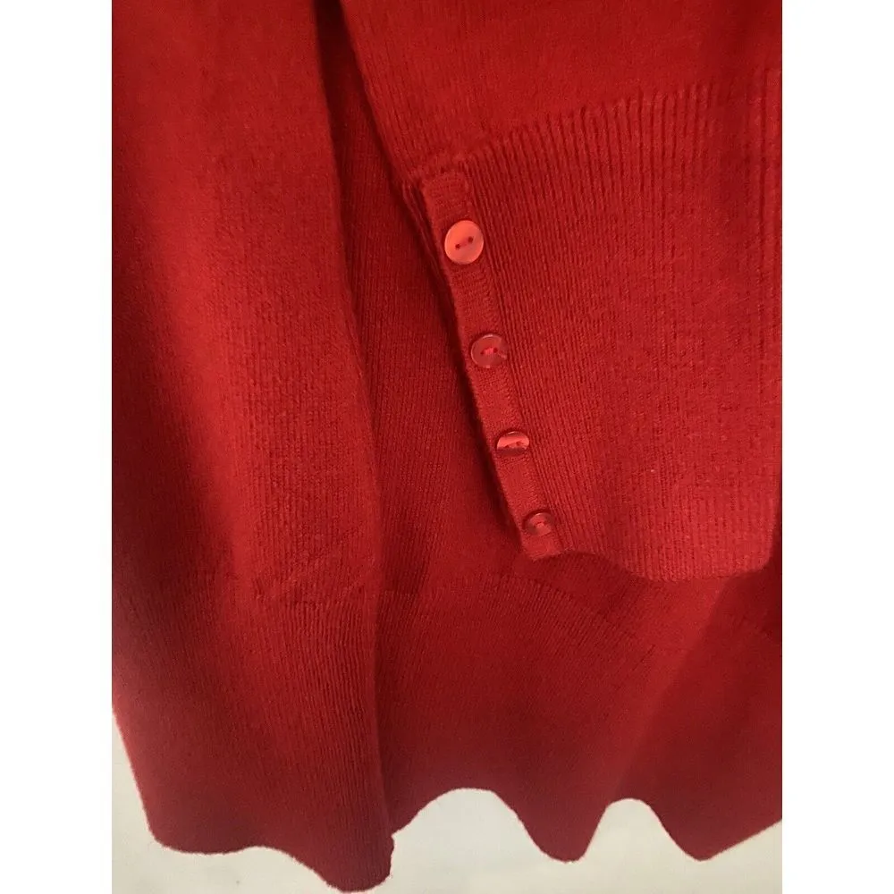 J. McLaughlin Red Round Neck Sweater Long Sleeve Women's Shirt Top Sz PXL - Image 3