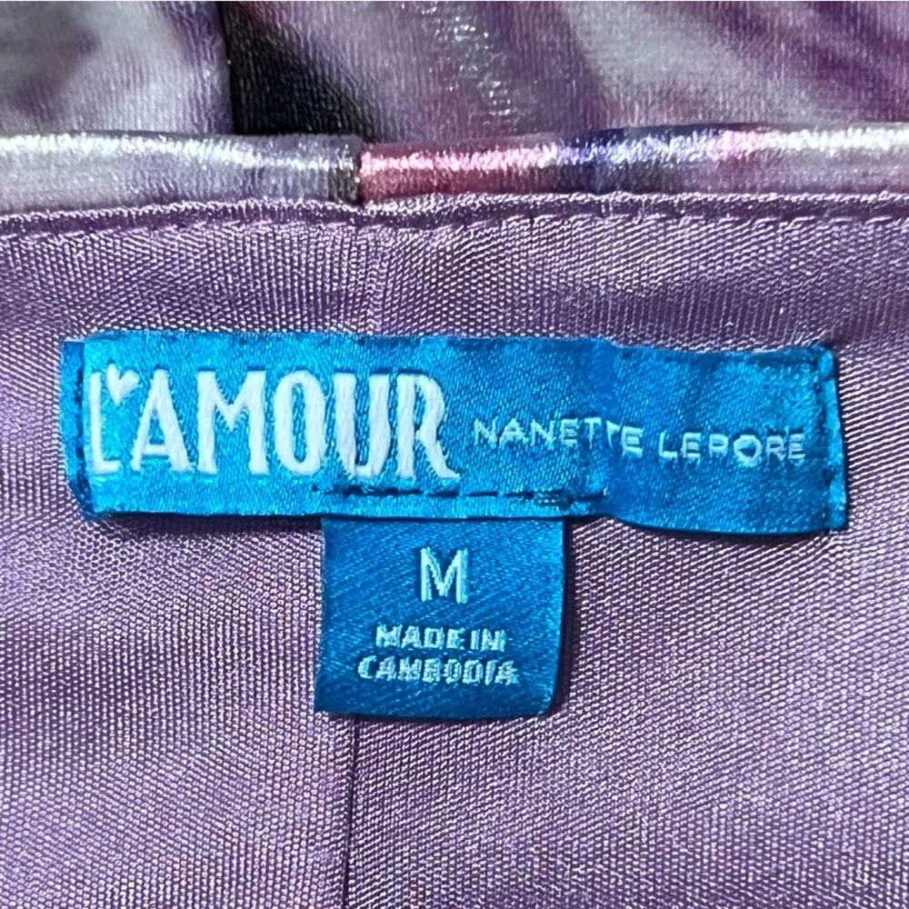 Nanette Lepore Y2K Floral Velvet Dress Sz M Purple Romantic Bloomcore Fairycore - Image 7