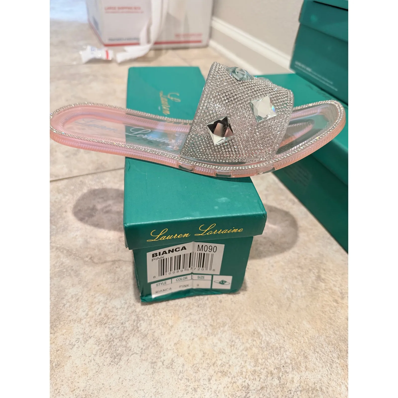 Lauren Lorraine Bianca Pink Plastic Slides - Image 4