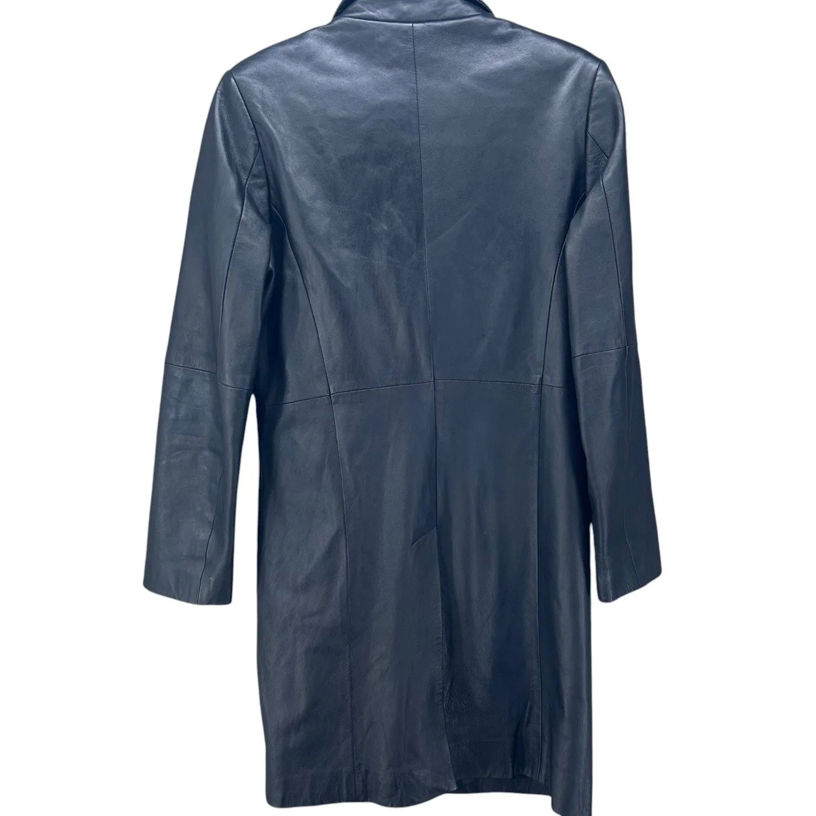 Vintage 90s Leather Blazer Coat Black 6‎ - Image 2