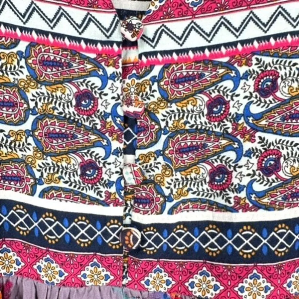 Umgee Women's Floral Paisley 3/4 Sleeve V-Neck Peasant Tunic Dress Purple Medium - Image 5