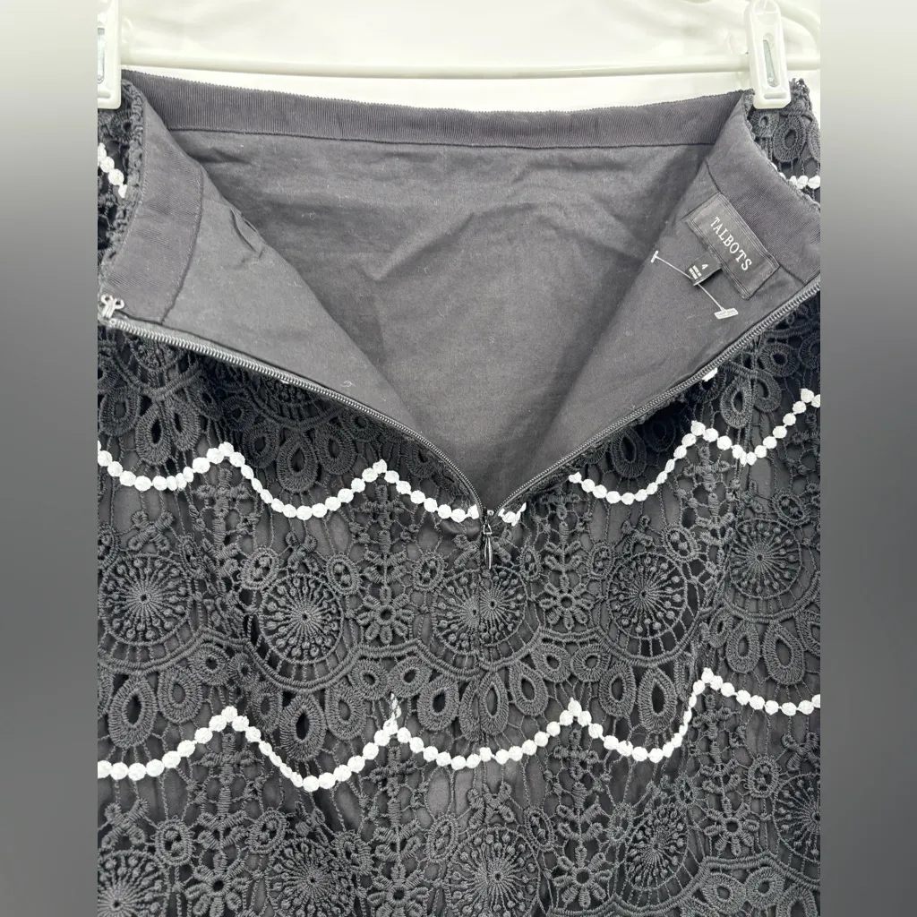 Talbots Black Lace Skirt with White Trim – Elegant Mini - Image 8