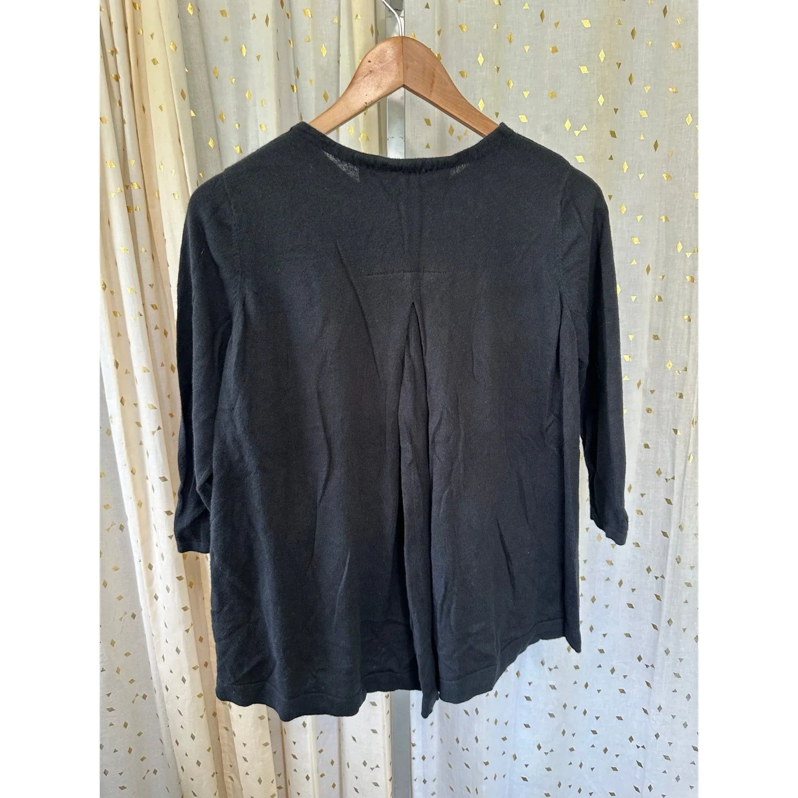 J. Jill Women's Button Down Pleated Back Slight Hi Lo Hem Black Cardigan S - Image 2