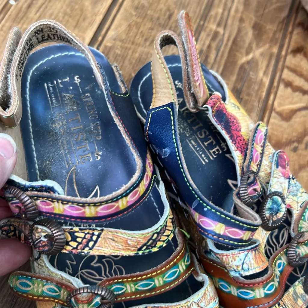 Women’s L Artiste Colorful strappy boho Sandals Brown Size 5 - Image 4