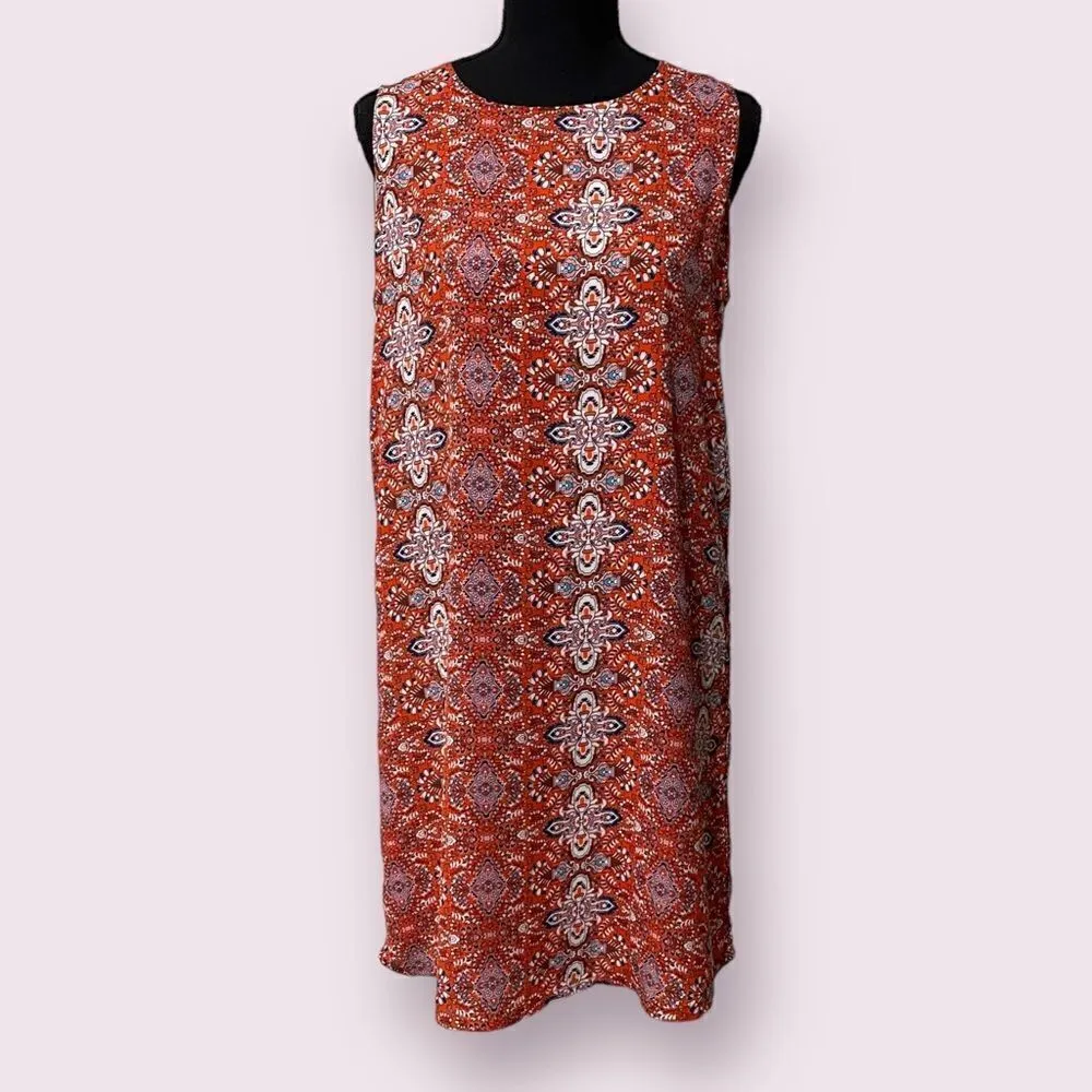 Olive & Oak print sleeveless shift dress Size M - Image 2