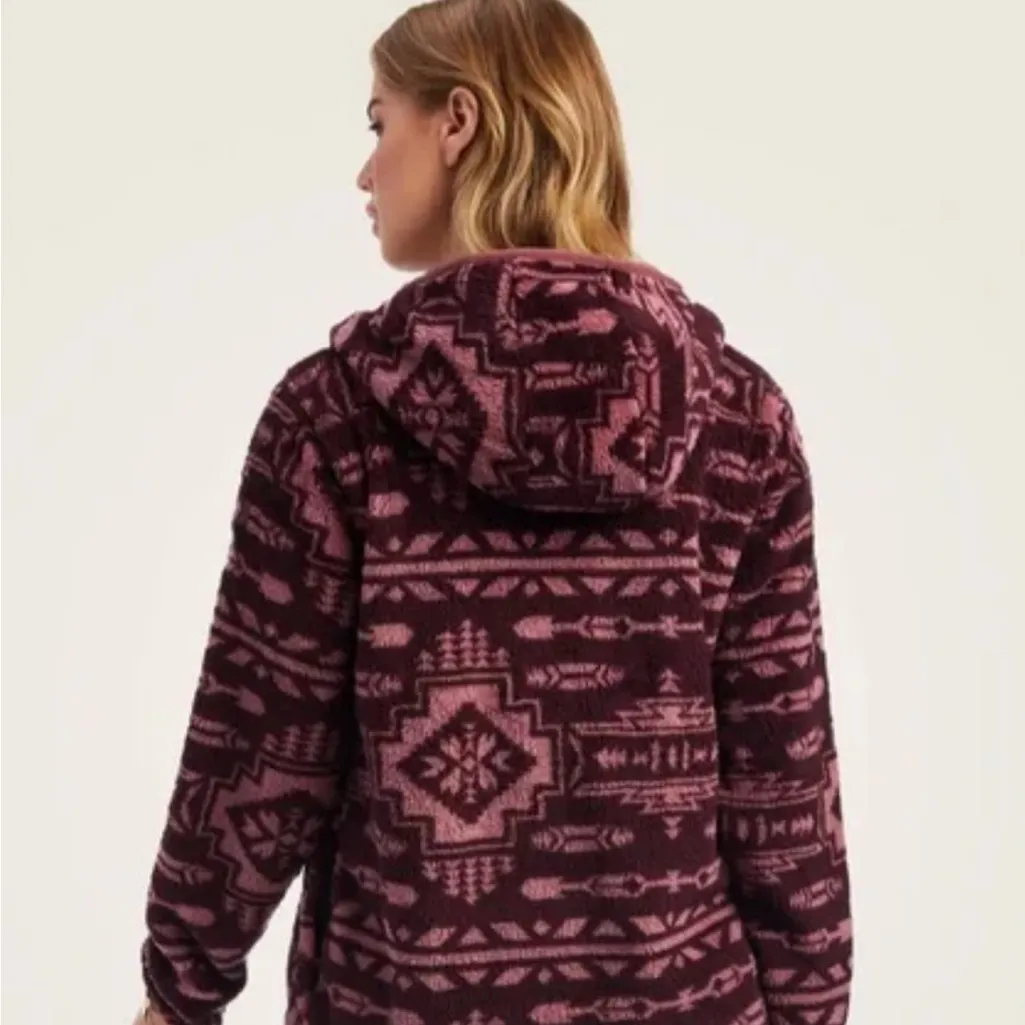 Ariat REAL Women's Berber Hooded pullover mulberry Aztec small - Image 2