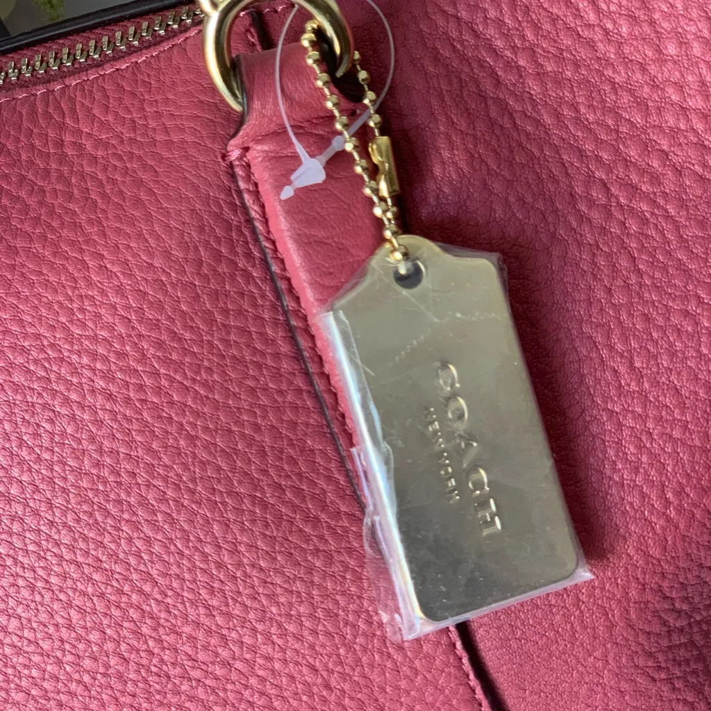 NWOT Coach Ava Chain Refined Red Pebble
Leather Tote Bag Carryall - Image 9