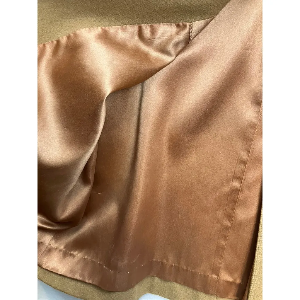 Vintage Montello Womens Camel Wool Blend Trench Coat Belted Classic Brown - Image 12