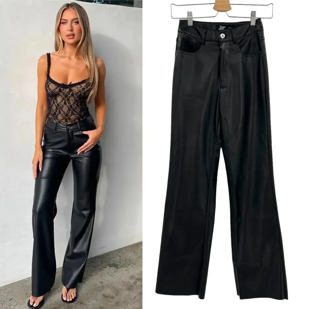 Tiger Mist Maxine Black Faux‎ Leather Pants Size XXS - Image 2