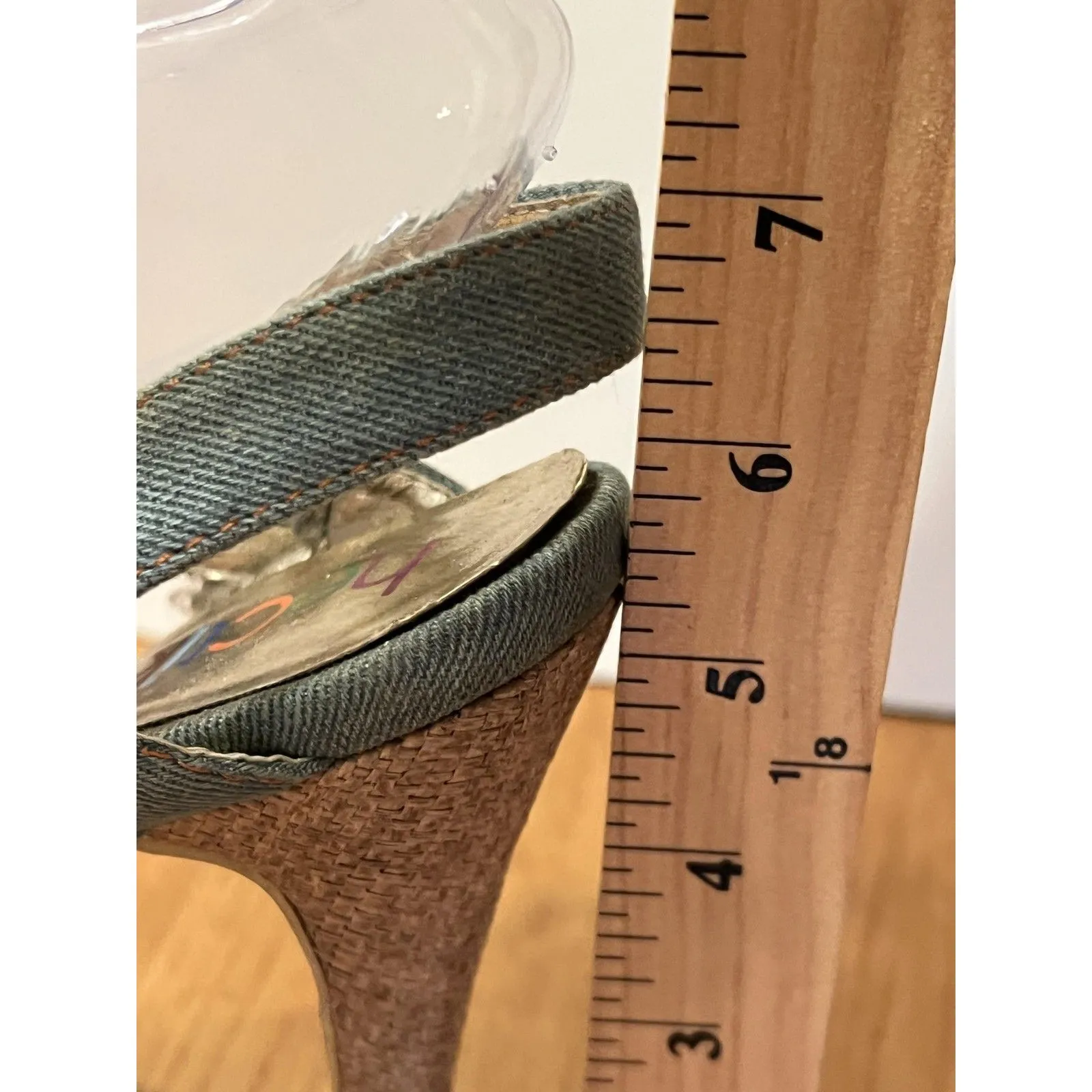 Heckik Shoes Womens Size 8.5 Blue Denim Cross Strap Platform High Heel Sandals - Image 9