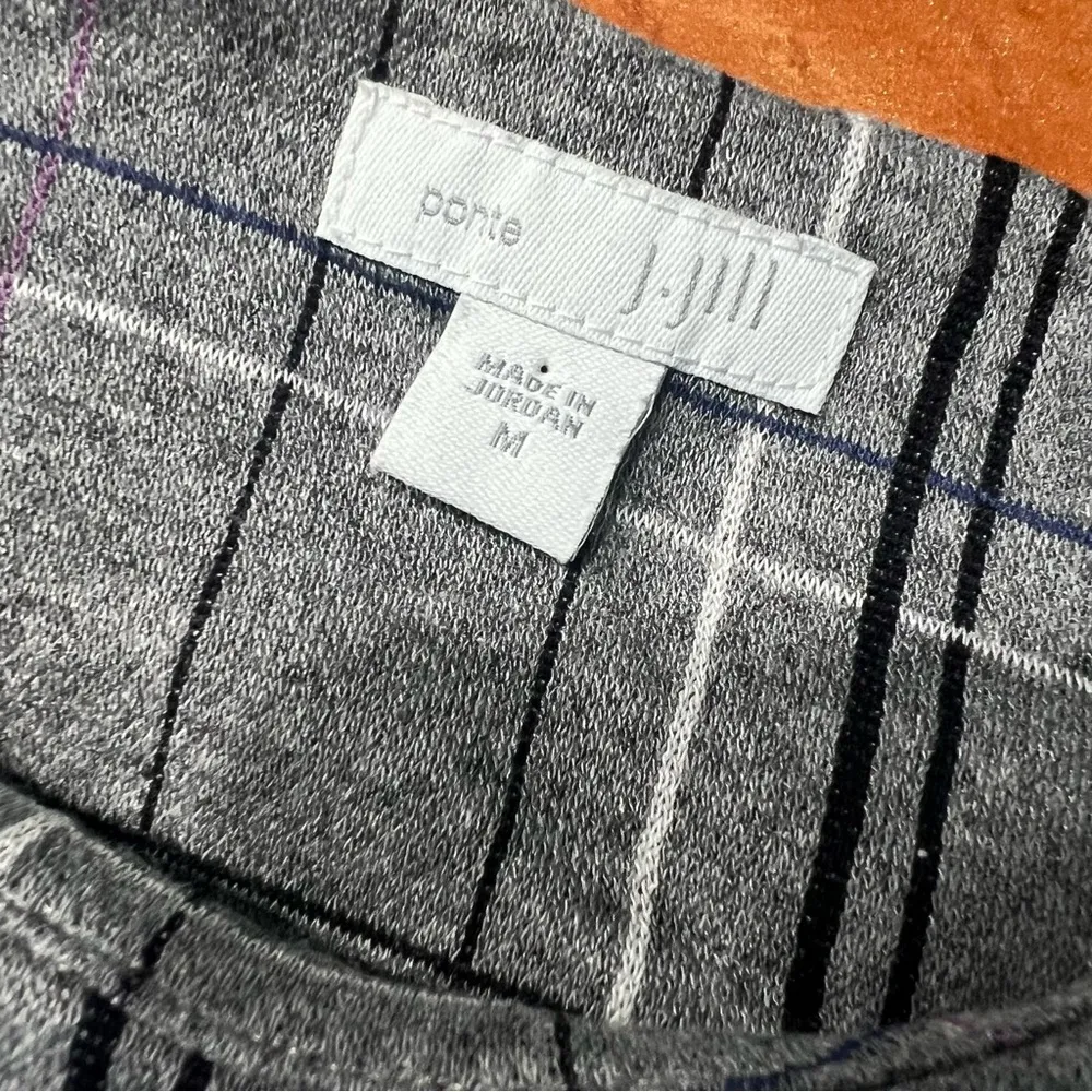 J. Jill Ponte Gray Plaid Sheath dress medium Sleeveless pockets - Image 3