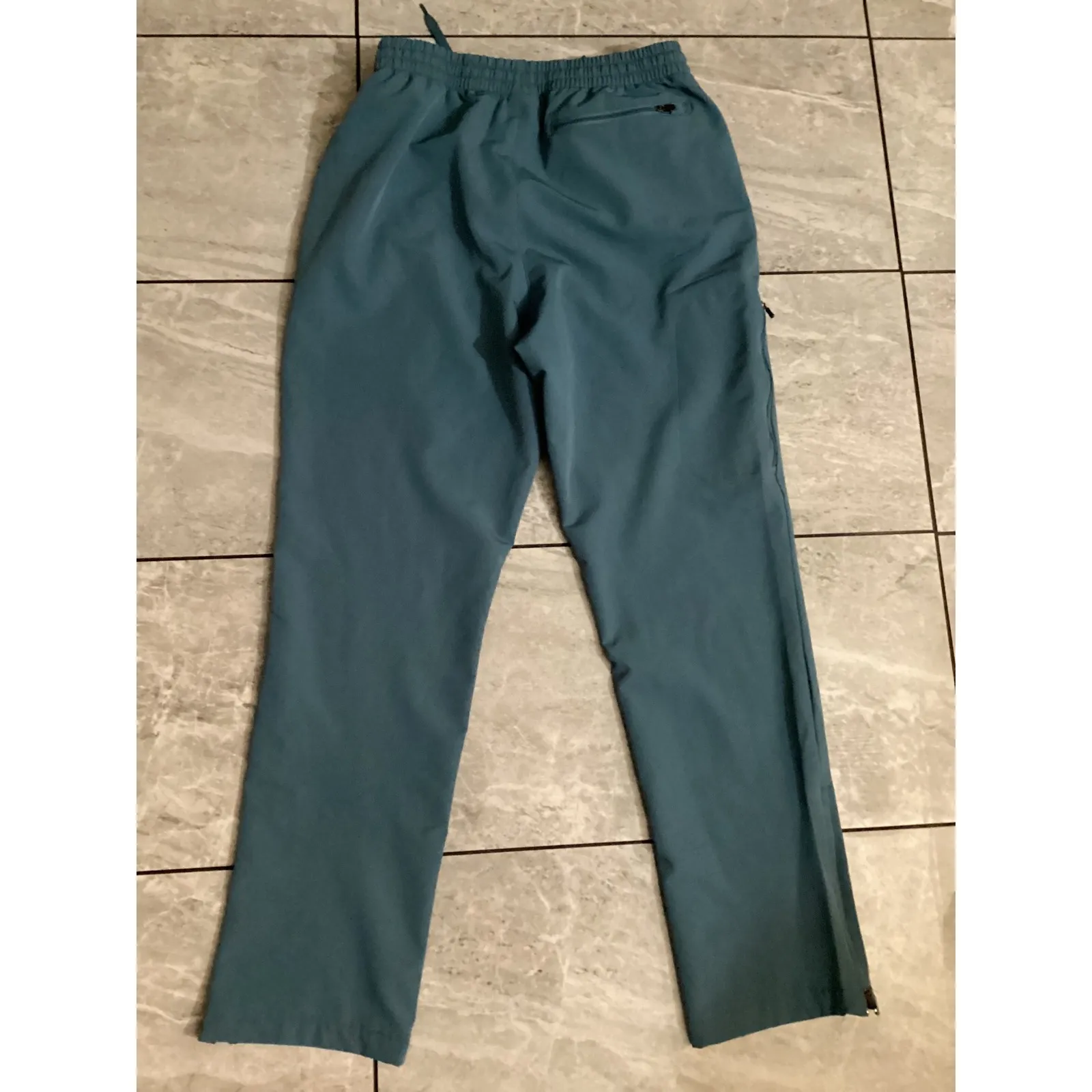 New Balance Women Jogger Pants Teal Green Athletic Zip Ankle Drawstring Size L - Image 4