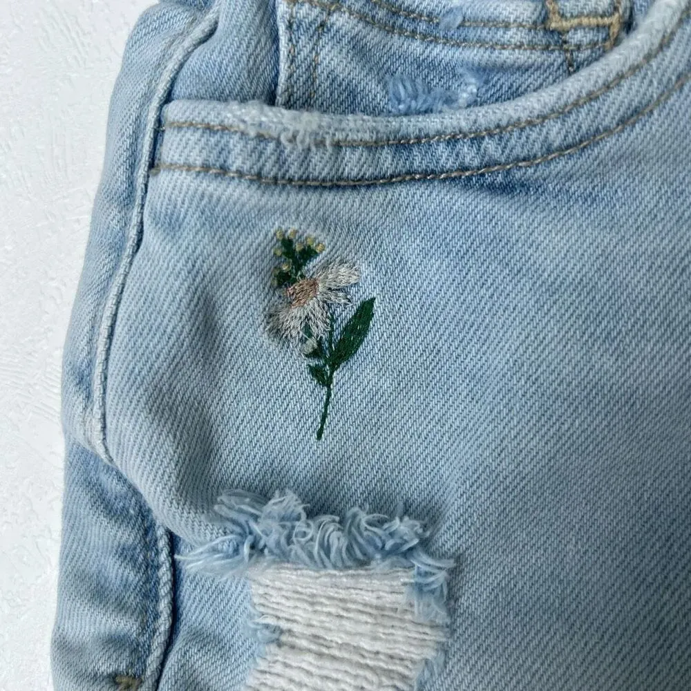 Arizona Jean Co. Women’s Mid-Rise Distressed Denim Shorts 0 Embroidered Floral C - Image 9