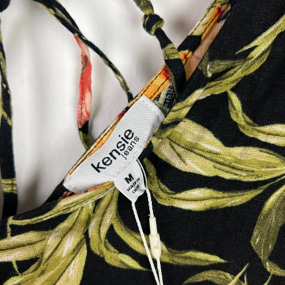 NWT Kensie Linen Blend Floral Print Tie Back V-Neck Crop Jumpsuit Size Medium M - Image 10