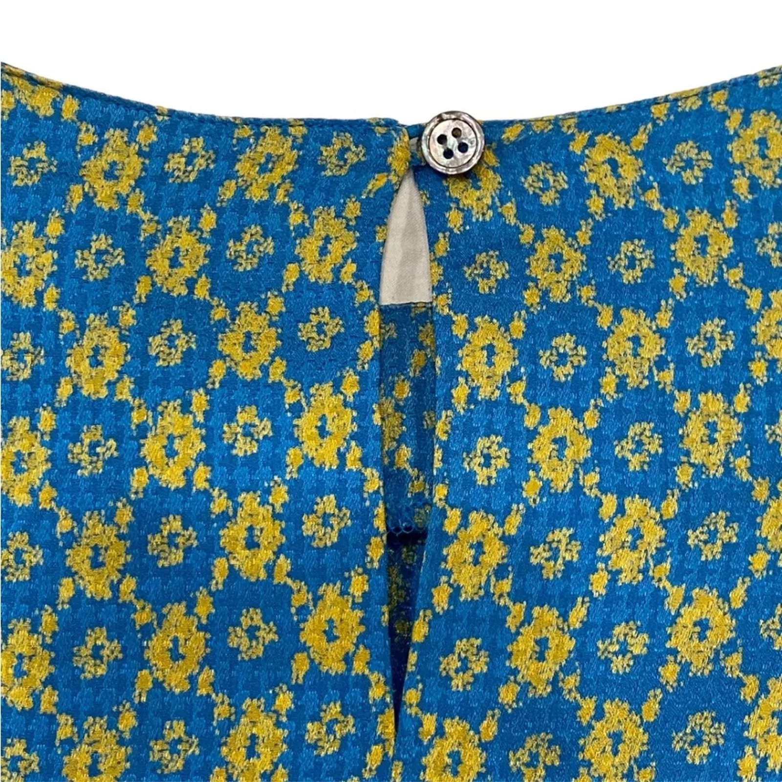 Vintage Skirt Top Set Silk Medium Petite 2 piece Cocktail Party PM 12P 80s 40s Blue - Image 4