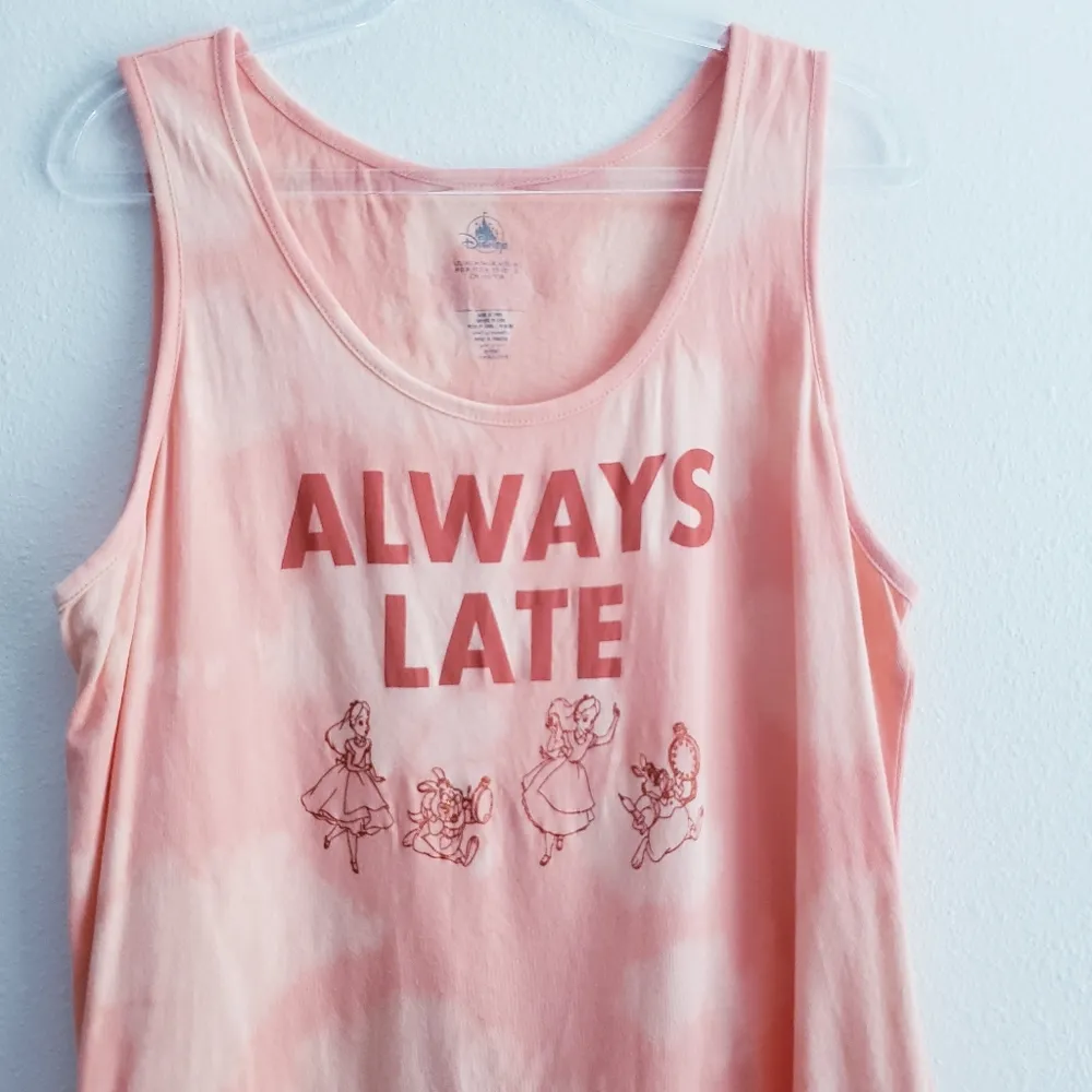 Disney Alice In Wonderland Always Late Bleach Dye Sleeveless Tank Top - Image 2