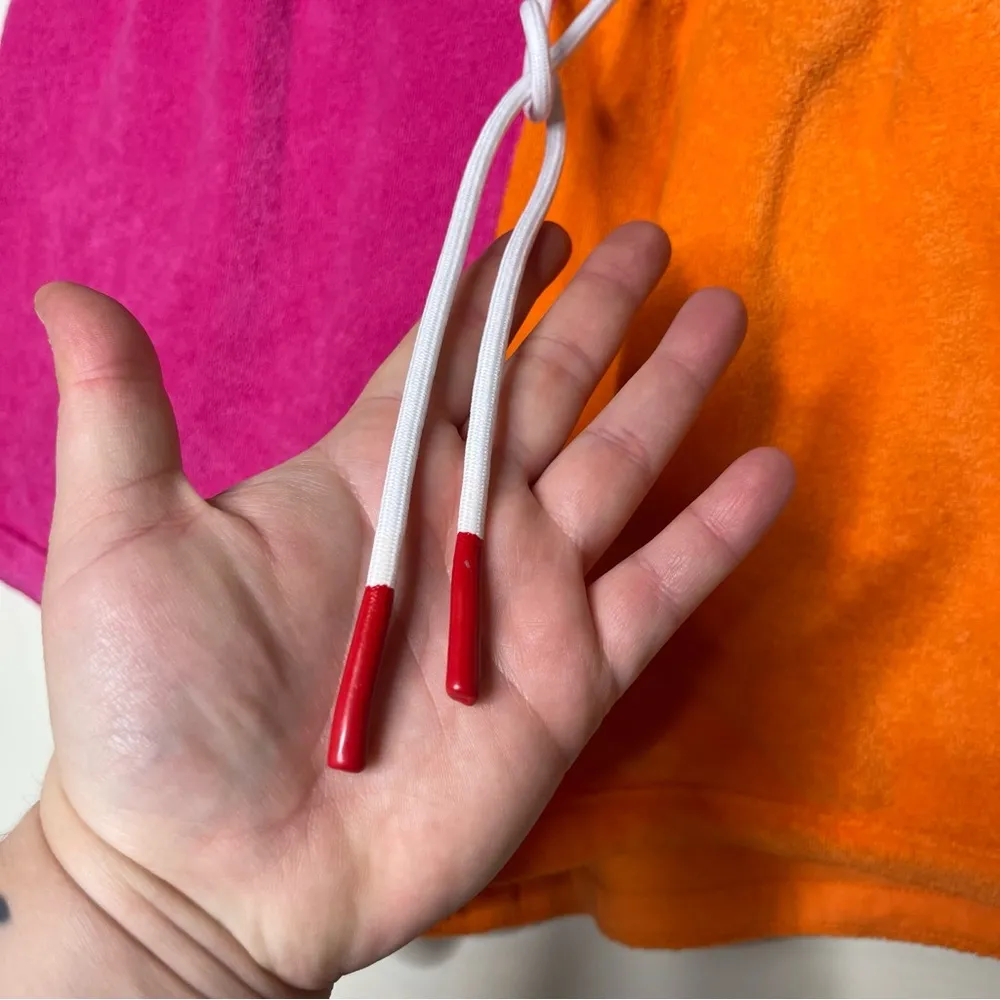 SOLID & STRIPED The Charlie Terrycloth Short in Tangerine + Strawberry sz S - Image 6